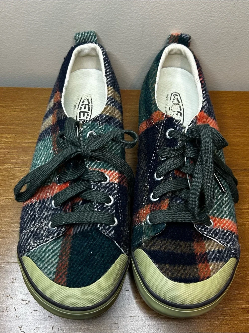 Keen Women's Plaid Sneakers in Green, Navy & Orange